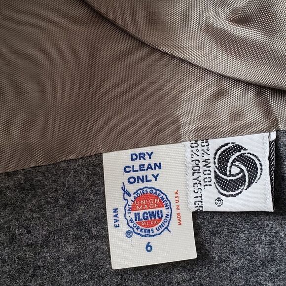 Evan Picone ILGWU 100% Wool Gray Blazer Sz 6 - Picture 16 of 17